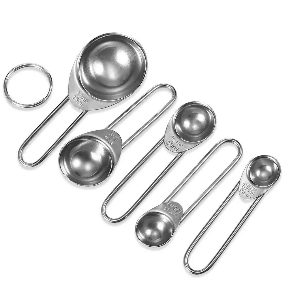 5-Piece Measuring Spoons Set Stainless Steel Stackable Nested Engraved Non-Fading for Baking Cooking Chefs Home Kitchen