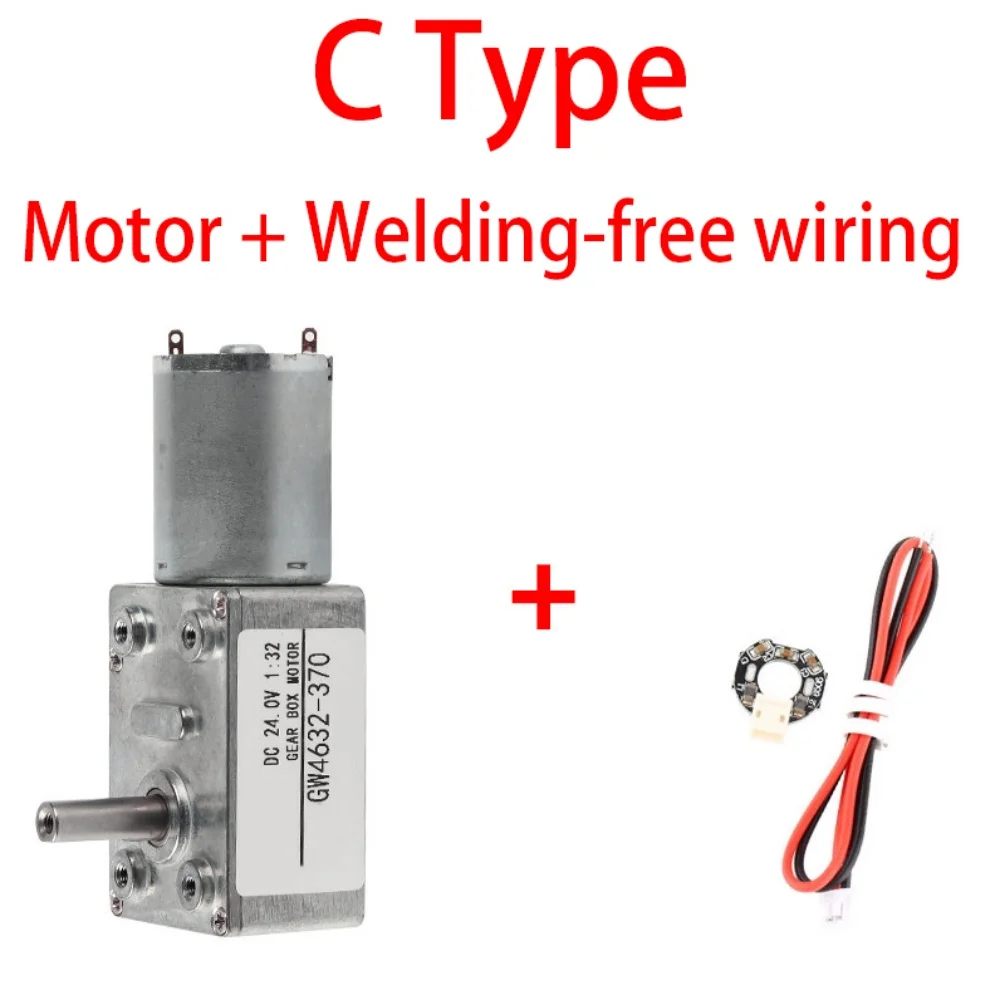 GW4632 370 Turbo Worm Gear Motor DC 6/12/24V High Torque Metal Reversible Self Locking Worm Gear Reduction Motor Reducer Gearbox