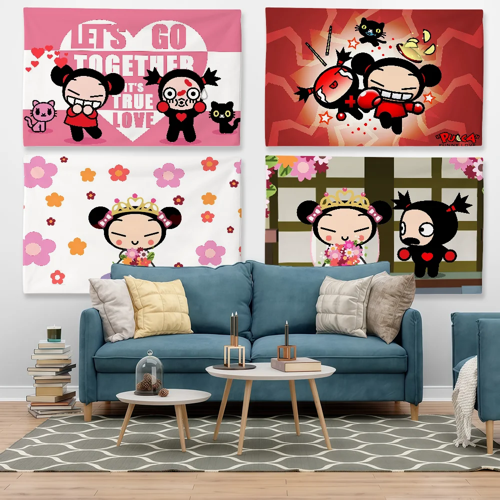 Cartoon G-Garu Pucca Flag Tapestry Outdoor Party Bedroom Living Room Dormitory Decorative Themed Wall Hanging Banner Gift