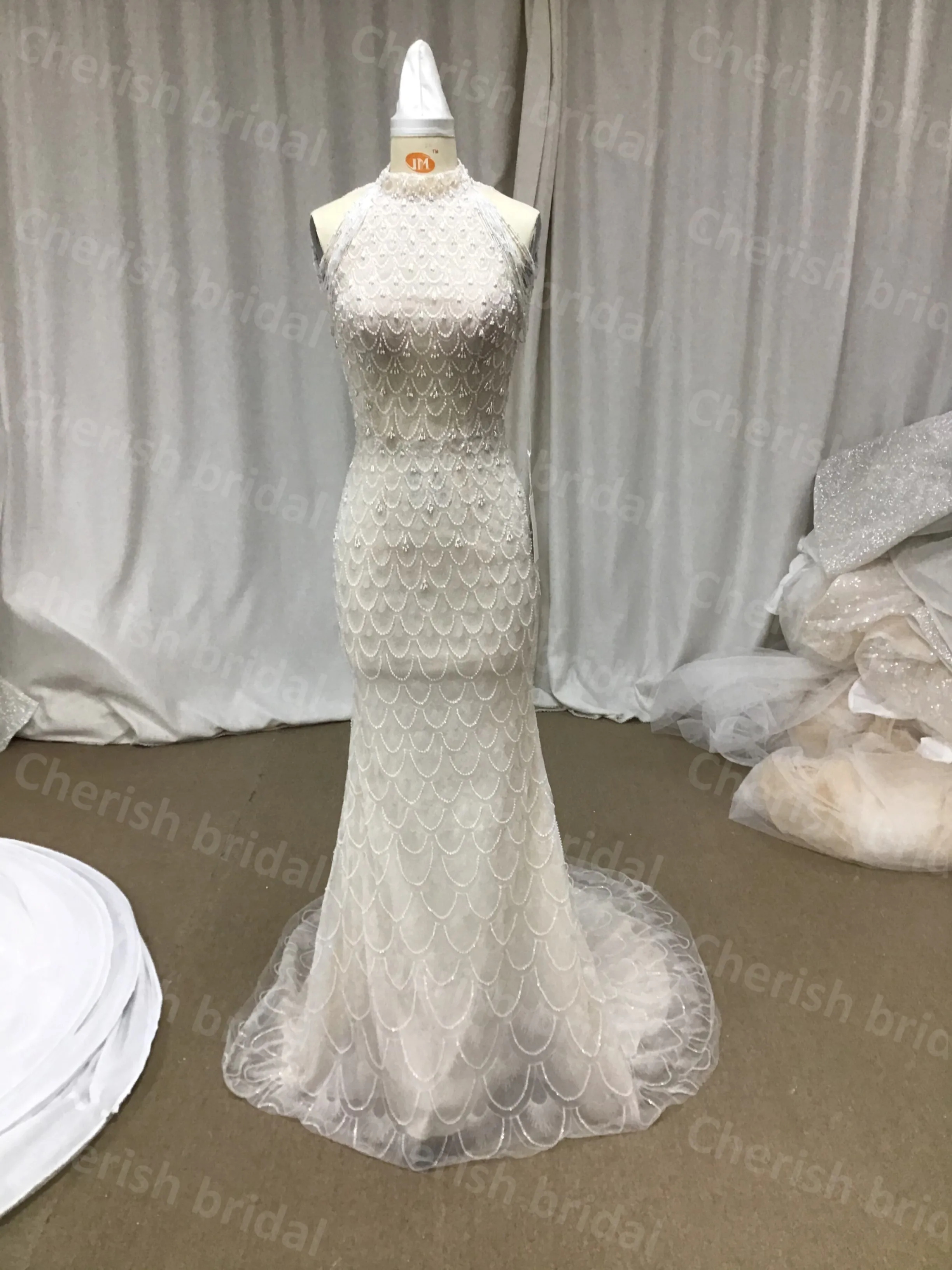 

C5020M Elegant Halter Sleeveless Wedding Dress for Bride, Mermaid Bridal Gown