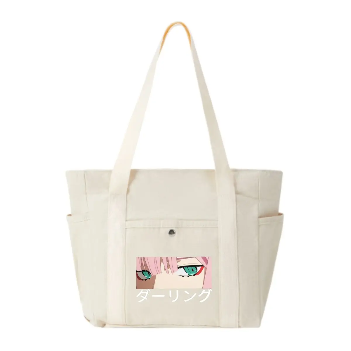 

Zero Two Eyes Art Graphic Preppy-Style Multi-Pocket Canvas Bag Student Retro Daily Bag