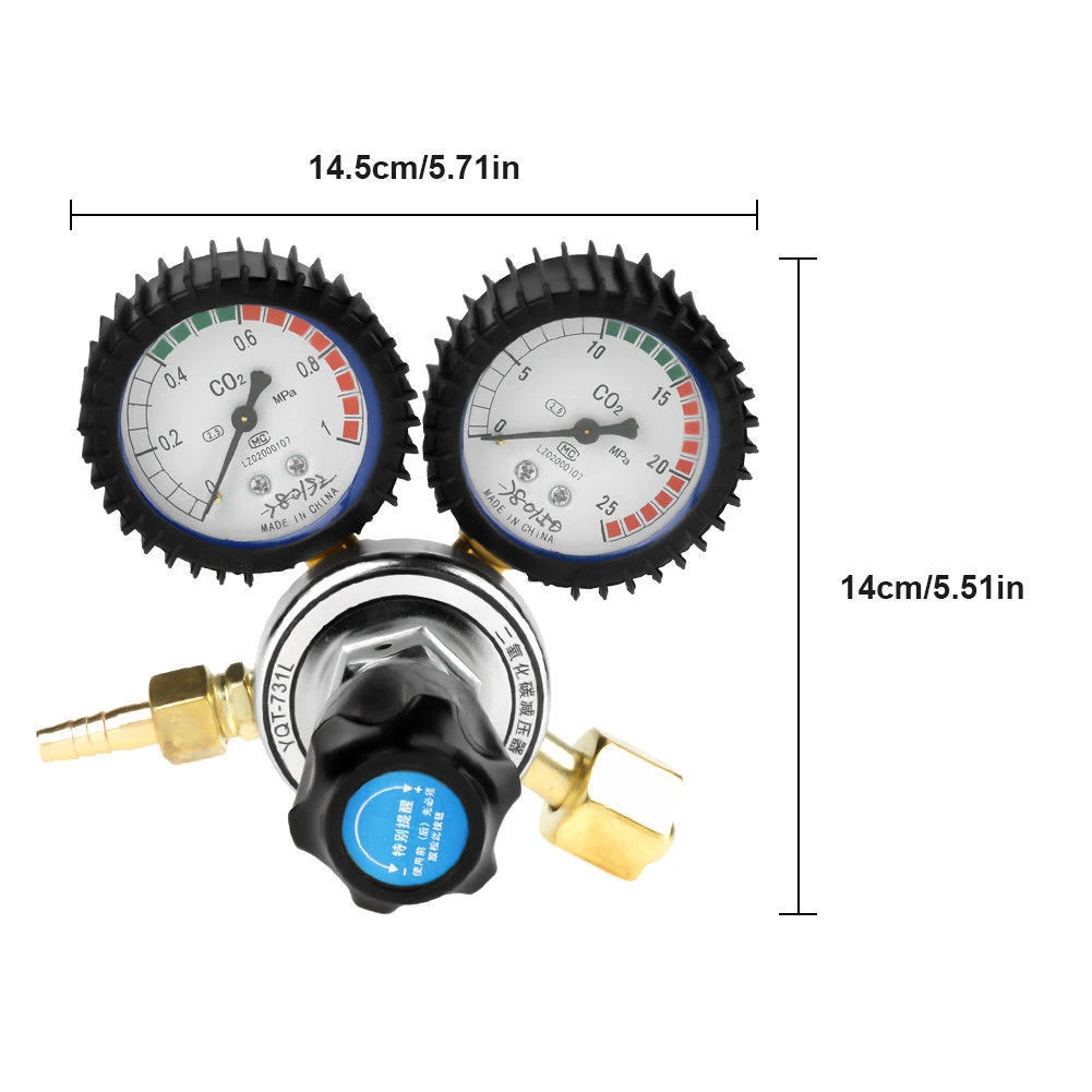 CO2 Gas Bottle Regulator Carbon Dioxide Welding Pressure Reducer Gauge Flowmeter