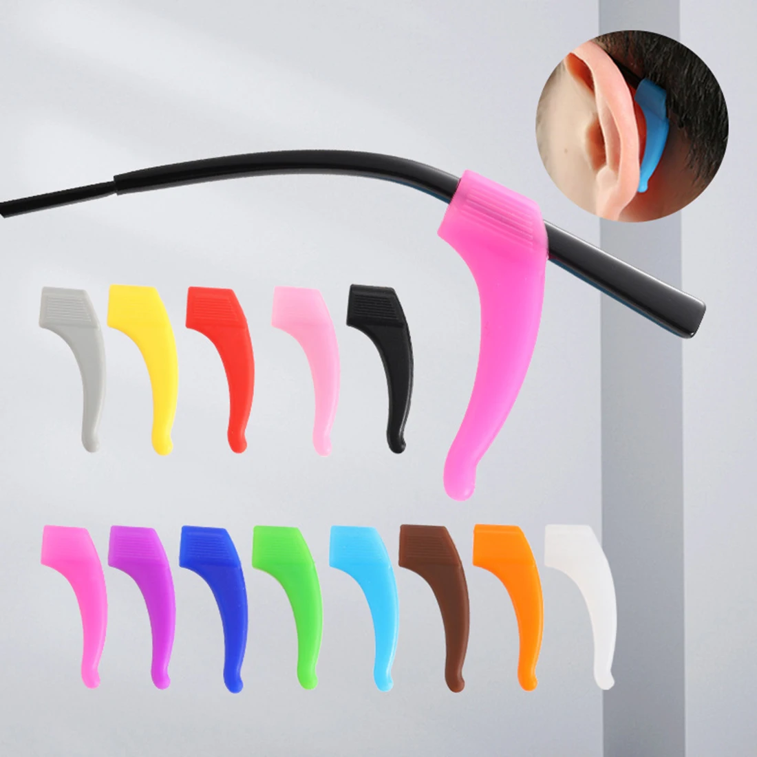 Candy Color Glasses Anti-slip Ear Hooks Silicone Eyeglasses Leg Ear Sleeve Stopper Bracket Fastener Accessories Eyewear Holder