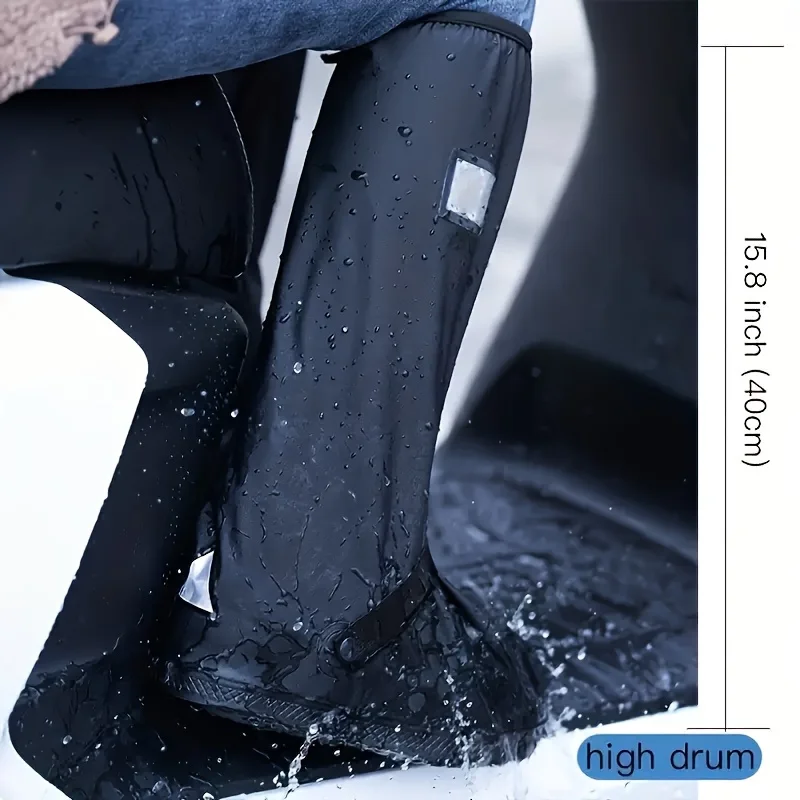 غطاء حذاء قابل للتعديل - حذاء مسطح مقاوم للماء للرجال والنساء (مع نظام جلد سريع، أسود) - يبقي القدمين جفافًا بالكامل