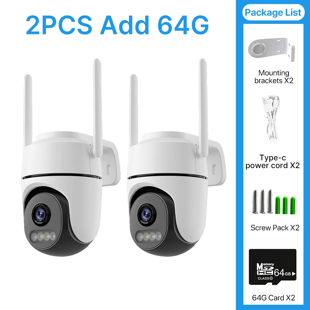 WONSDAR 2 stks PTZ Camera Outdoor IP Camera Video Surveillance WiFi Camera Home Security Bescherming Bewegingsdetectie Alarm iCsee - afbeelding 1