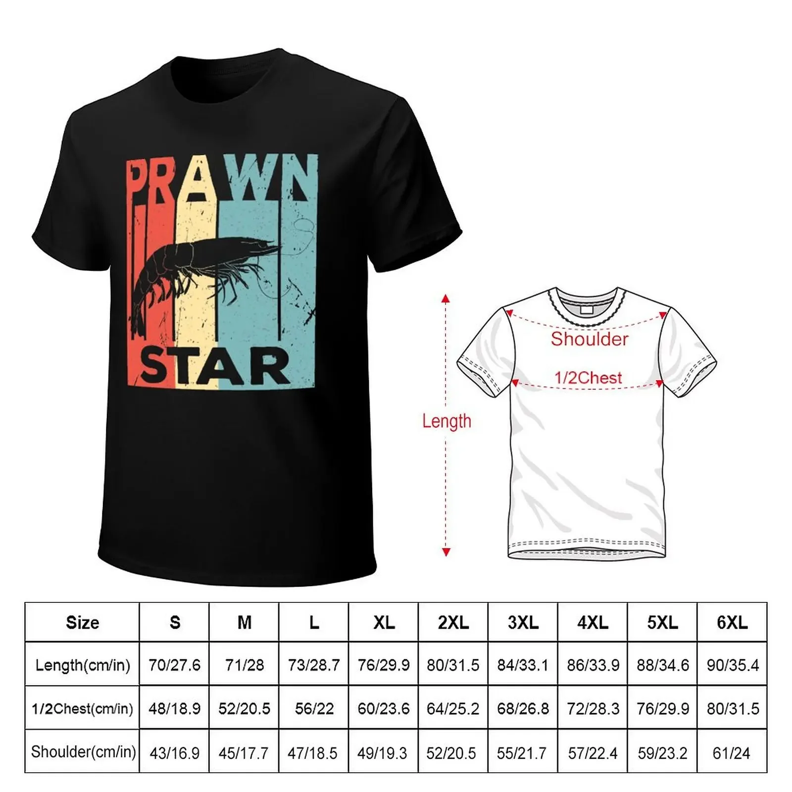 Prawn Star Vintage Retro T-Shirt sports fans Blouse slim fit t shirts for men