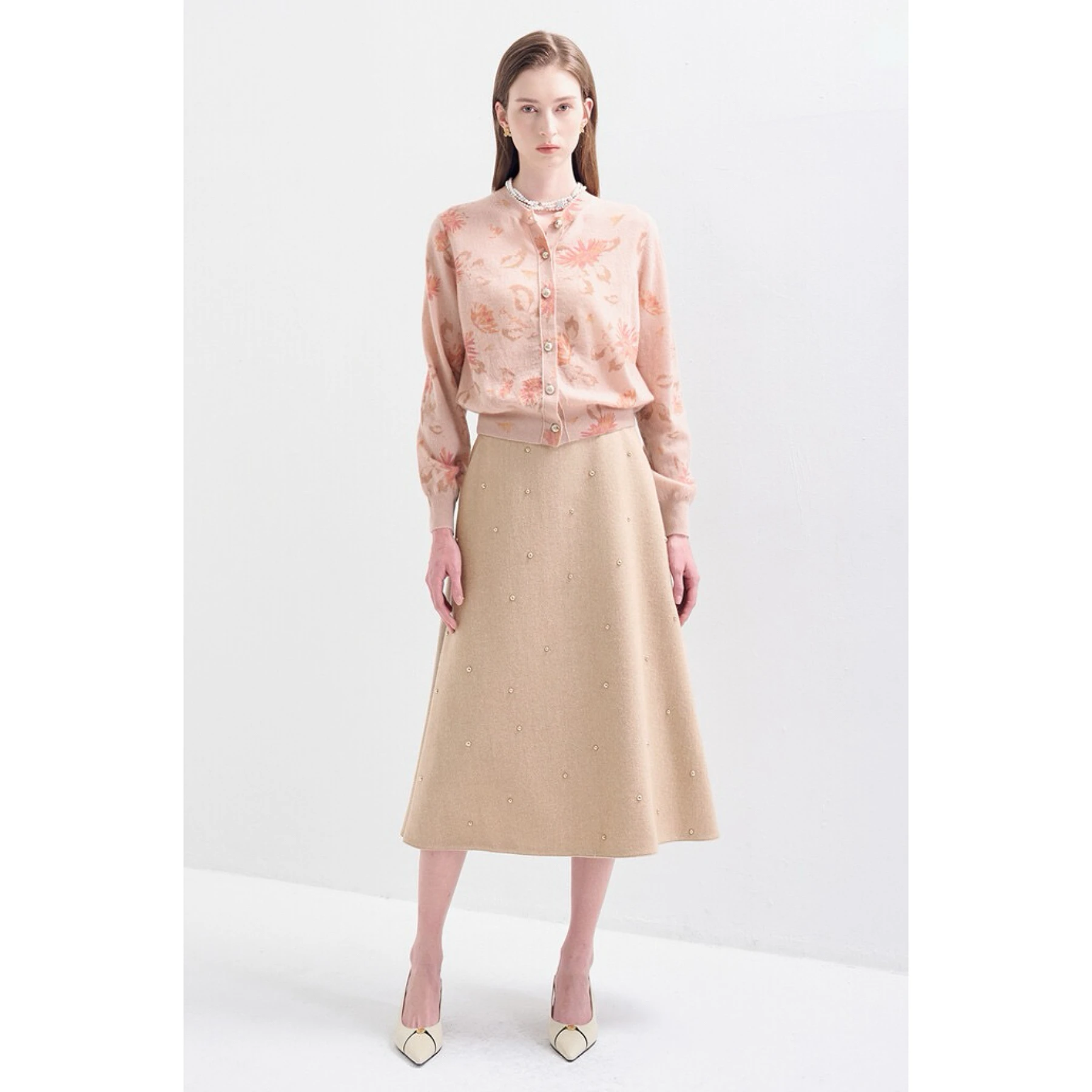 

Женский вязаный шерстяной кардиган Ele round Ne с цветочным узором, свободного кроя, с длинными рукавами, для весеннего повседневного образа, цвет лимонный, LAN26