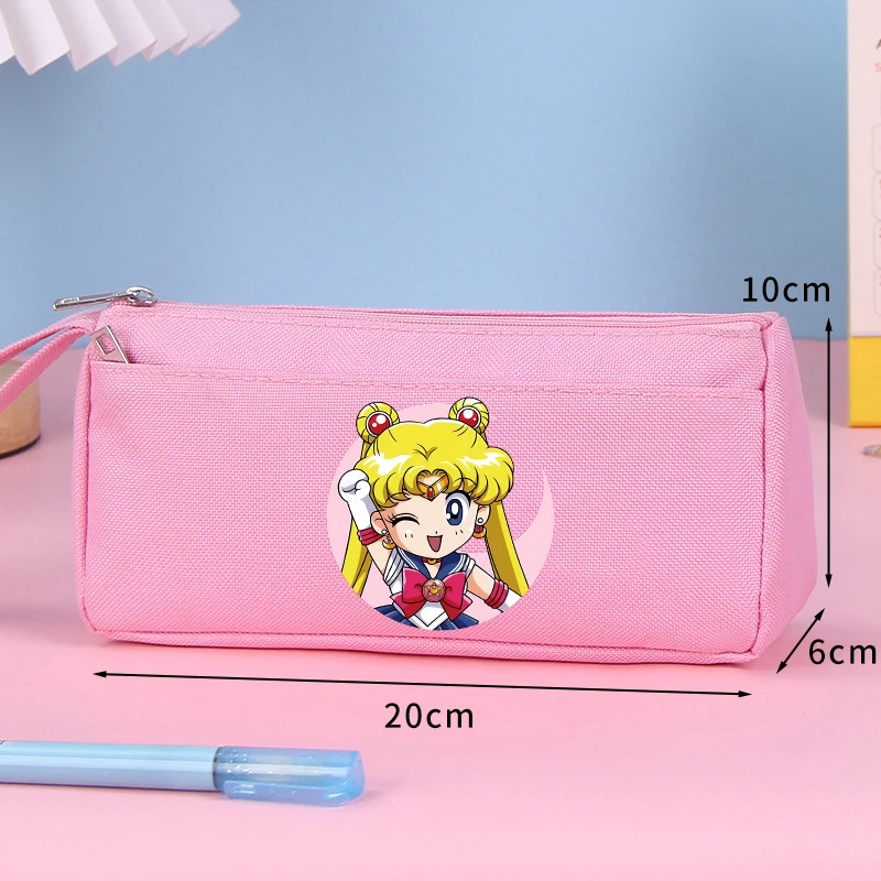 Sailor Moon Canvas Pencil Case for Students Anime Cartoon Good-looking Pen Bag Boys Girls Stationery Storage Fashion Pouch Gifts