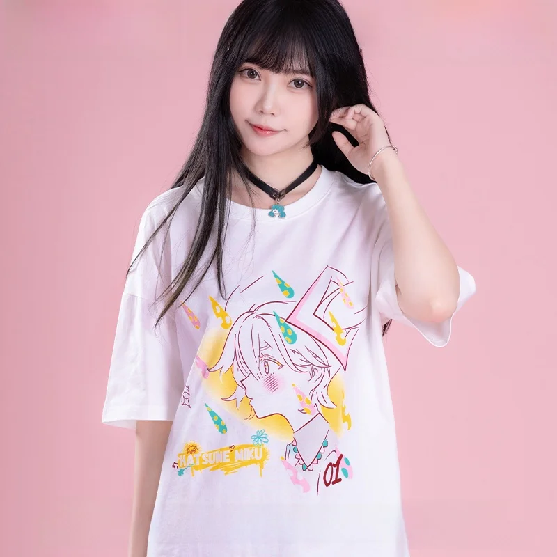 moeyu-miku-夏半袖ルーズフィットラウンドネック-tシャツアニメボーカロイド日本の漫画公式グッズユニセックス大人