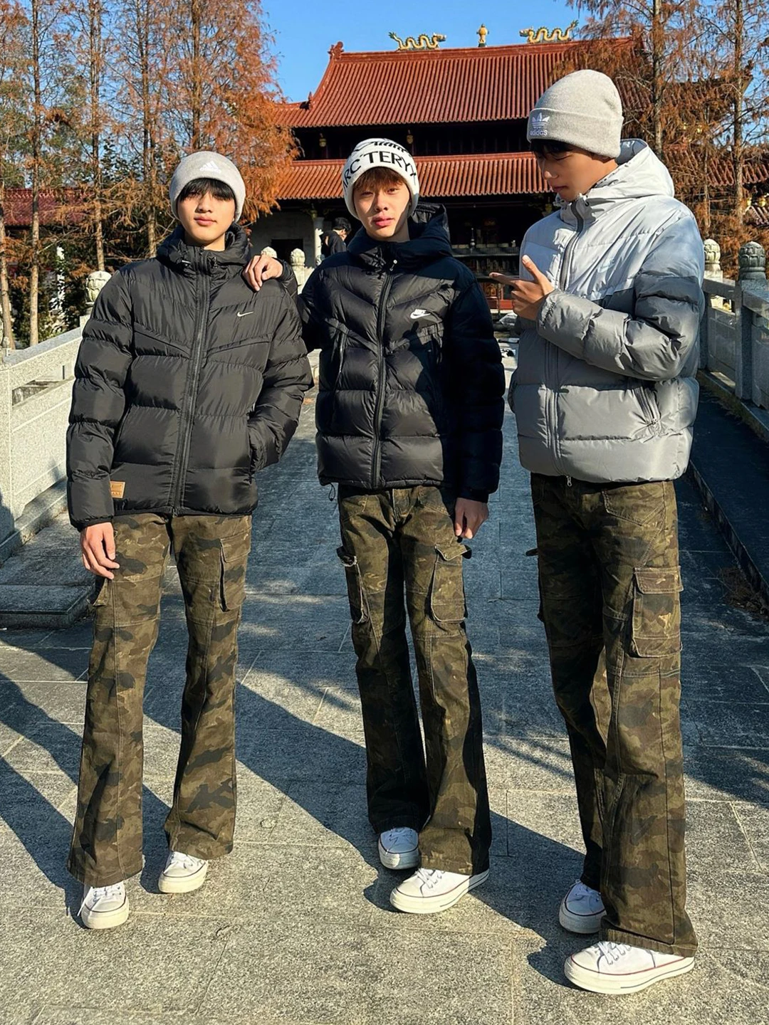 

Американские камуфляжные брюки-клеш для работы, мужские прямые джинсы для осени и зимы, модные, в стиле High Street Vibe