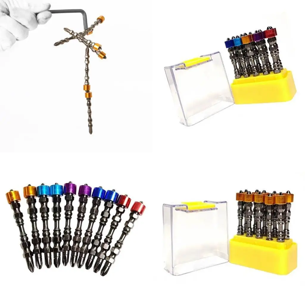 

Y1UD 10pcs 65mm Aluminum Bit Set With Colorful Design For Easy Identification And Efficient Work Furniture & Electronics Use