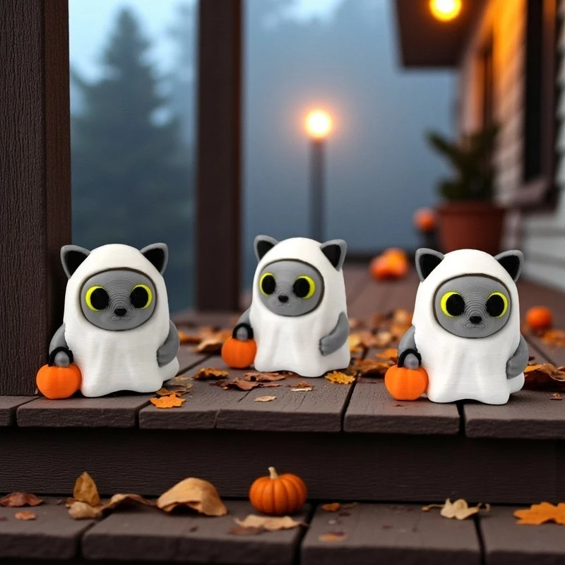 

Hot Selling 3D Printed Halloween Creative Ghost Witch Pumpkin Toy Set Party Desktop Doll Gift For Fans