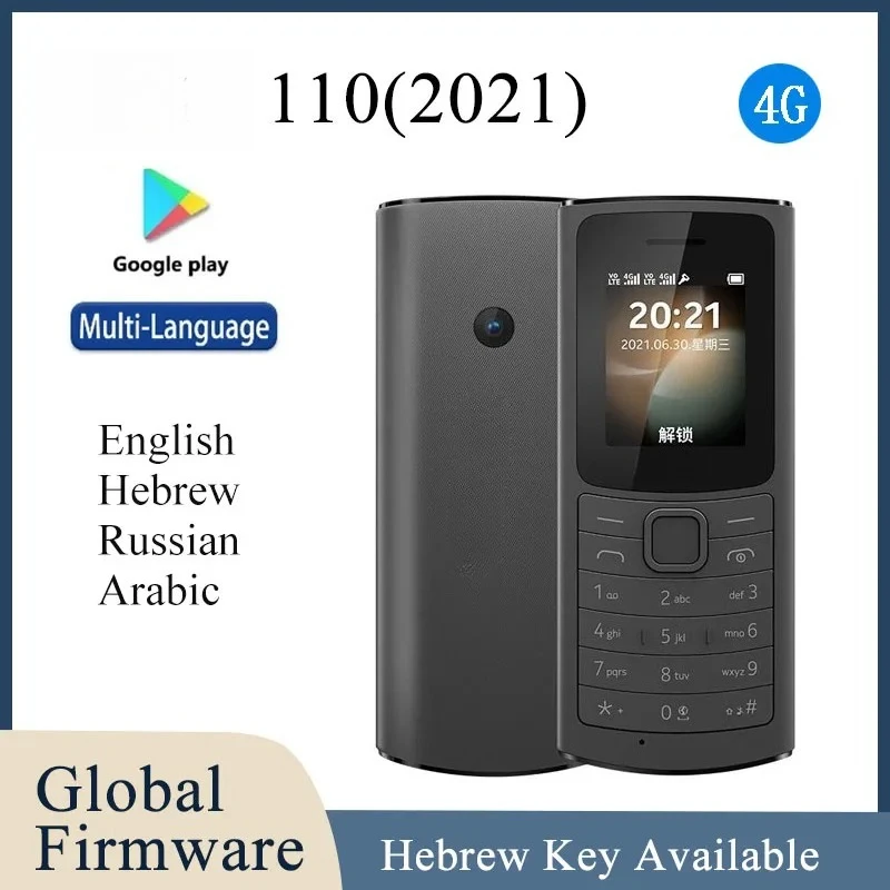 Unlocked Original110 4G Purple Light Spreadtrum T107 mobile Phone with hebrew key 1.8''  1020 mAh Battery Long standby used Phone