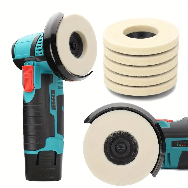 1/5/10pcs 50mm & 75mm Wool Polishing Wheel with Felt Backing Pad - Angle Grinder Compatible for Metal, Marble, Glass, Ceramic