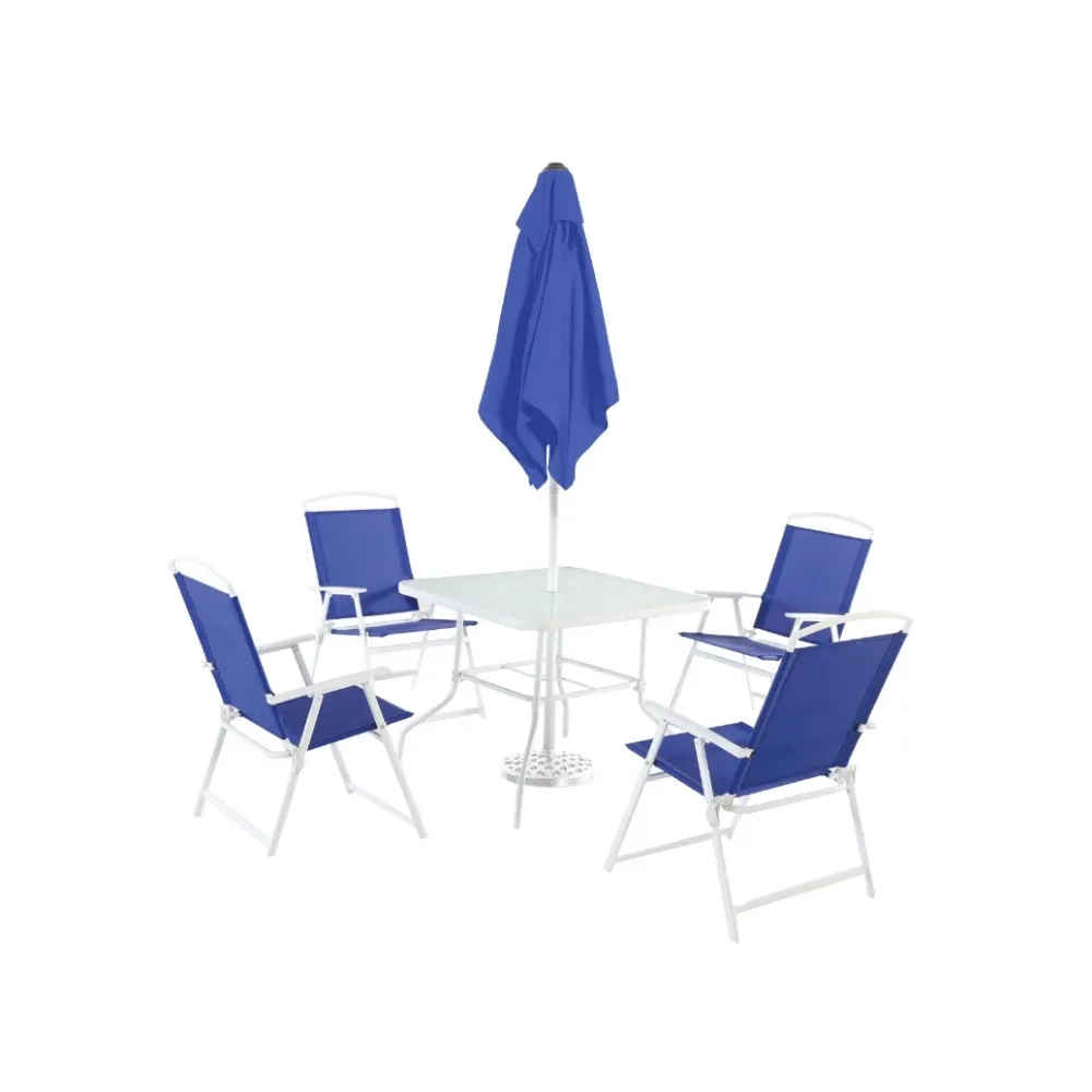 Mainstays Albany Lane 6 Piece Outdoor Patio Dining Set, Blue