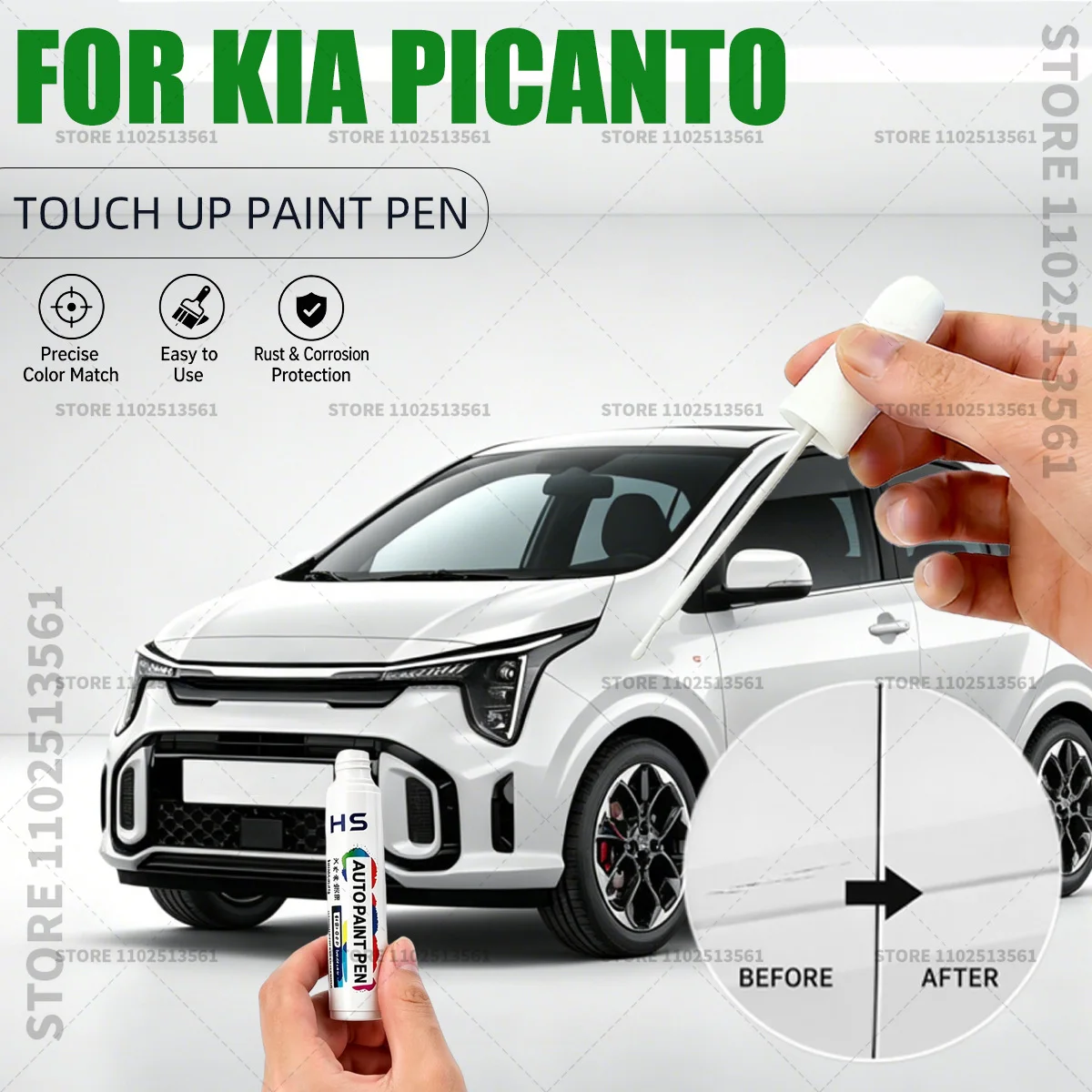 

For KIA PICANTO Smokey Blue Clear White Astro Grey Black Red Car Paint Repair Pen Restores Original Factory Paint Finish