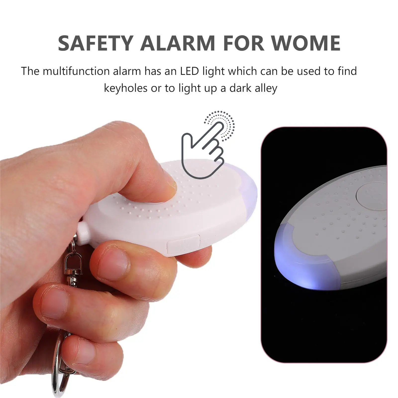 Personal Alarm Security LED Light Sound Women Kids Elder Safety Emergency Key Chain Travel Outdoor Activity