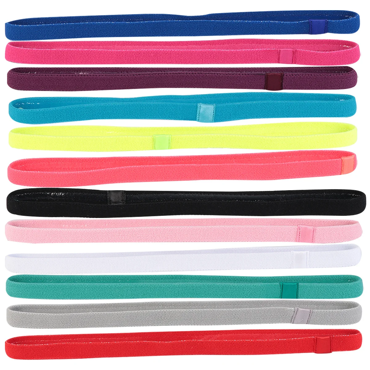 

12Pcs Yoga Headband Set Elastic Sports Hair Bands Anti-Slip Sweatband for Running Outdoor Candy Color Headwear
