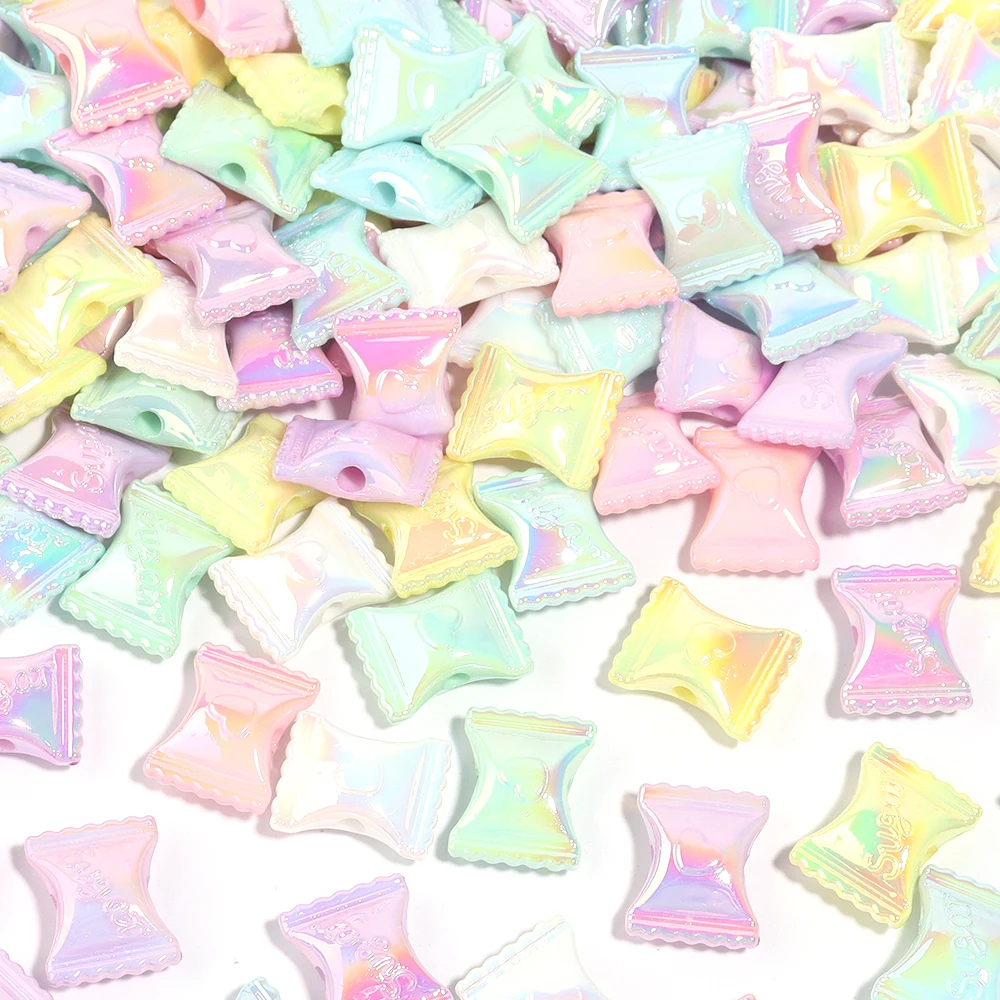 10 Stück 17 x 21 mm Acryl-Süßigkeitsperlen, bunt, süß, lose Distanzperlen für DIY-Schmuckherstellung, Halskette, Armbänder, Schlüsselanhänger