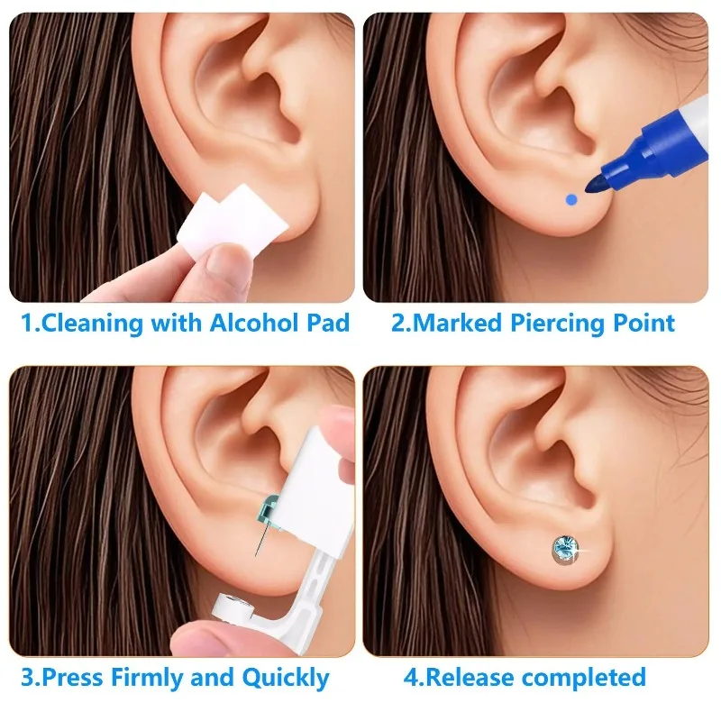 2PCS 4MM Disposable Sterile Ear Piercing Kit Cartilage Tragus Helix No-Pain Piercing Gun Tool Set with Stud Jewelry image 4