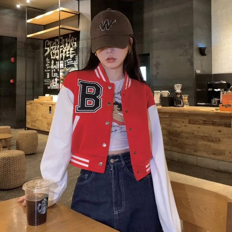 Coffee Colored Baseball Jacket for Women's Clothes Spring Autumn Coat 2024 New Loose and Versatile Design Short Style