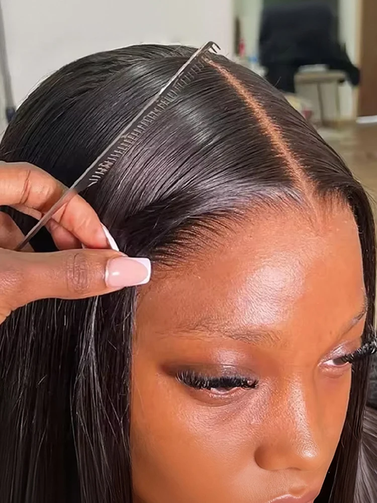 

38 40 Inches 13x4 13x6 HD Transparent Bone Straight Lace Frontal Wigs 300% Density Full Lace Front Human Hair Wigs For Women