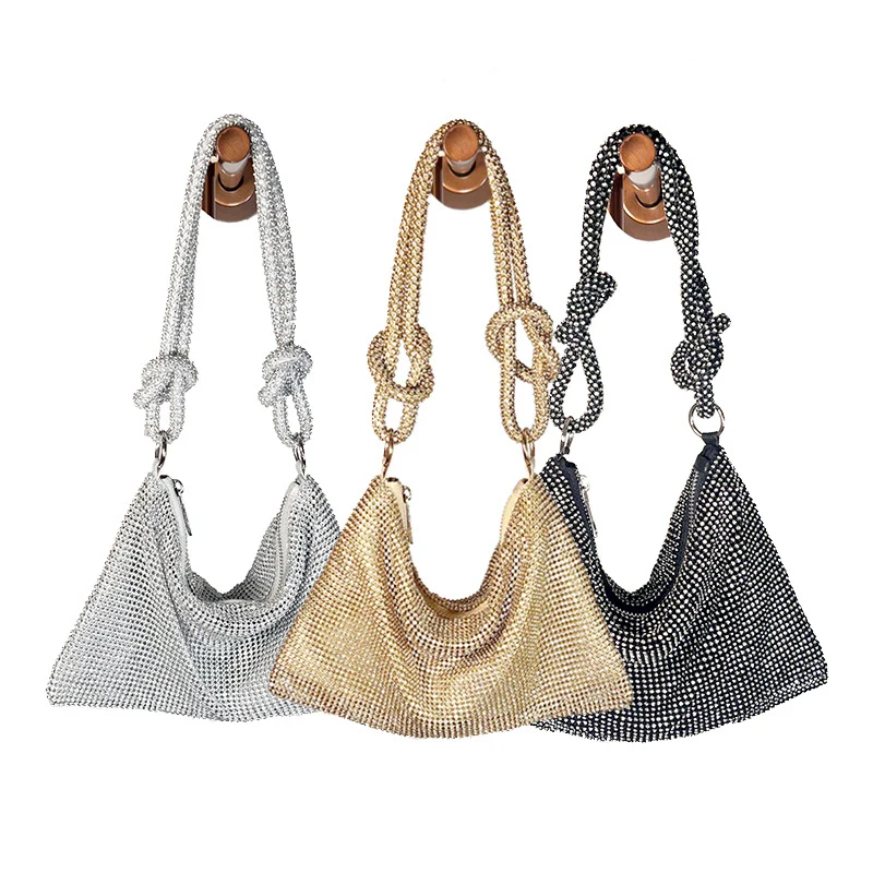 aluminum sheet cross-border rhinestone-embellished evening bag,made underarm party evening bag
