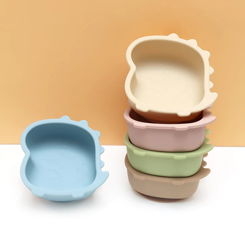 Silicone Baby Bowl Suction Feeding Food Grade 1st Birthday Gift Dinosaur Shaped Bowl