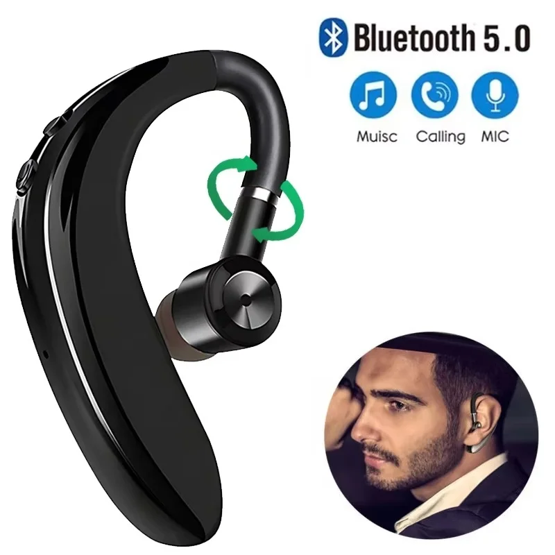 Wireless Headset Bluetooth 5.0 Earphones HiFi Stereo Waterproof Business Headphones Earpiece Handsfree With Mic For iPhone Oppo