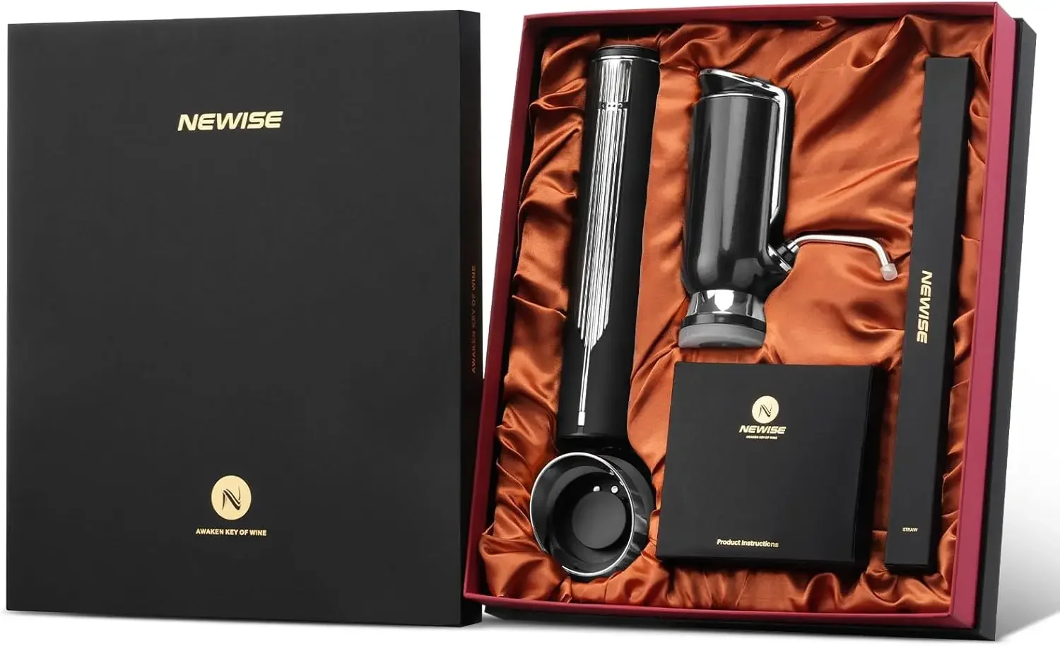 

Luxury Wine Gift Set, Rechargeable Electric Wine Bottle Opener with Charging Base, 3 in 1 Aerator, Vacuum Pump, Decanter, Dispen
