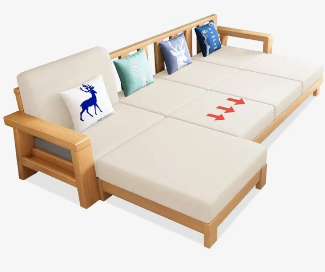 

Для комбинированного дивана из массива дерева для гостиной, китайский современный простой шезлонг для маленькой квартиры, диван, экономичная мебель