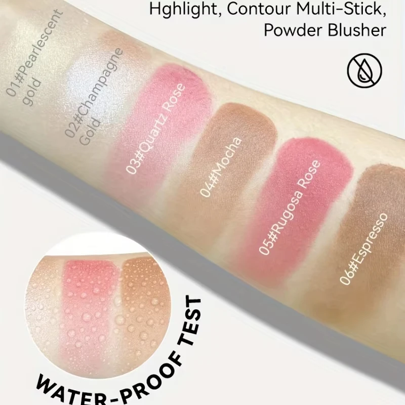 6 colori Shimmer Water Light Highlighter Stick Blush Stick Make Up Face Body Illuminator Cosmetics Face Contour Brighten Makeup