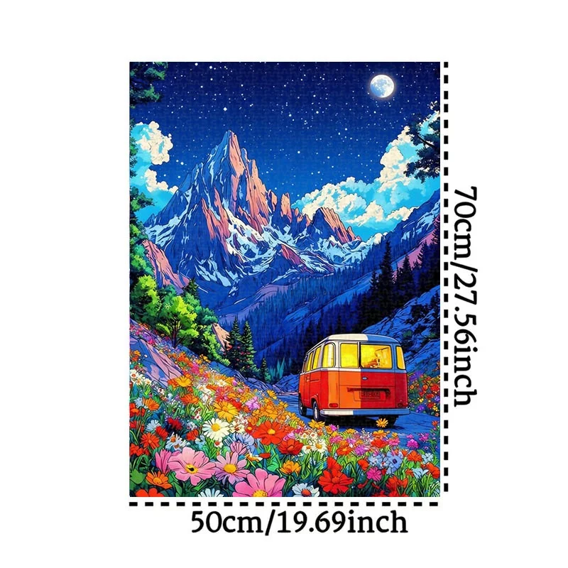 1000 elementów Puzzle z motywem górskim na noc, odpowiednie dla dorosłych - 70x50 cm, układanka DIY, przenośna gra relaksacyjna, wymagająca kartonowa układanka.