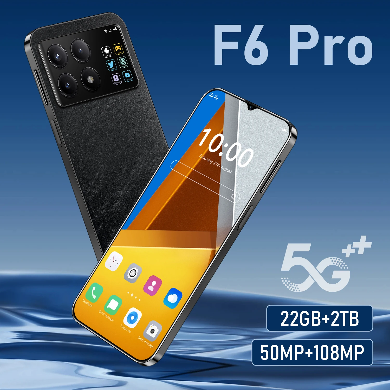 Original F6 Pro Smartphones 7.3-inch HD 22GB+2048GB 108MP+50MP, 8000mAh Android 14 Qualcomm Snapdragon 8 Gen3 Dual SIM