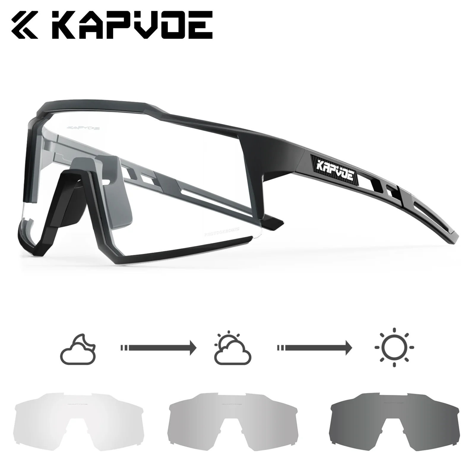 Kapvoe Photochromic Cycling Glasses UV400 MTB Clear Mountain Bike Transition Bicycle Sunglasses for Men Women Sports Eyewear