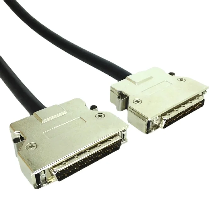 SCSI DB50 Male Data Extension Cable 50Pin Iron Shell Hook Type Silver Adapter 0.5m 1.5m