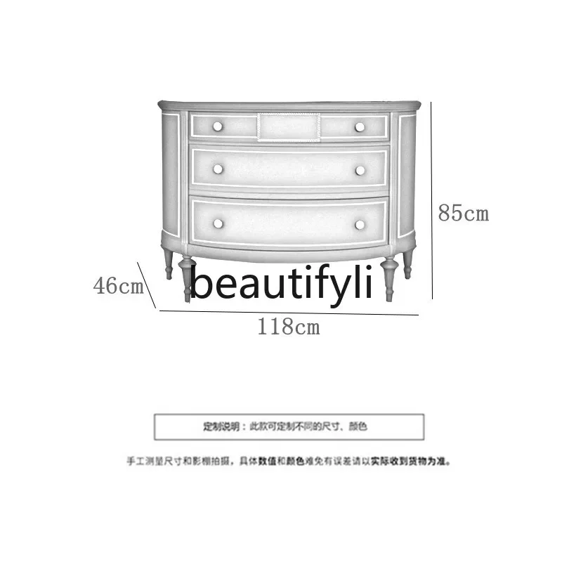 خزانة الشرفة الخشبية الصلبة الفاخرة الخفيفة، خزانة تخزين بأدراج نصف دائرية، خزانة ديكور لغرفة المعيشة #6