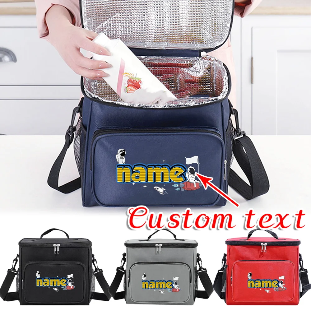 Customized Name Insulated Single Shoulder Lunch Bag Multifunctional Food Storage Bag Outdoor Travel Picnic Bag
