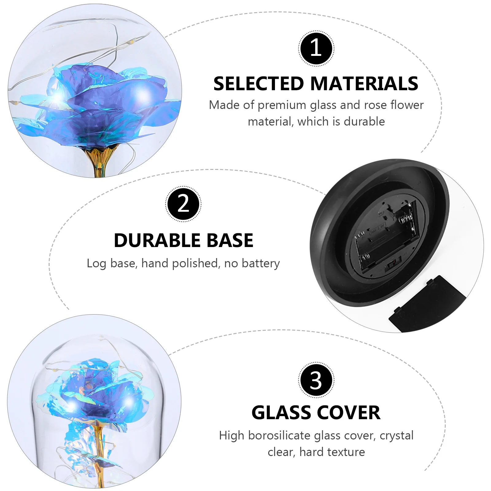 

1Pcs Eternal Flower Lamp Artificial Flower Glass Dome LED Illuminated Decor for Bedroom Home Office Christmas Valentine's Day