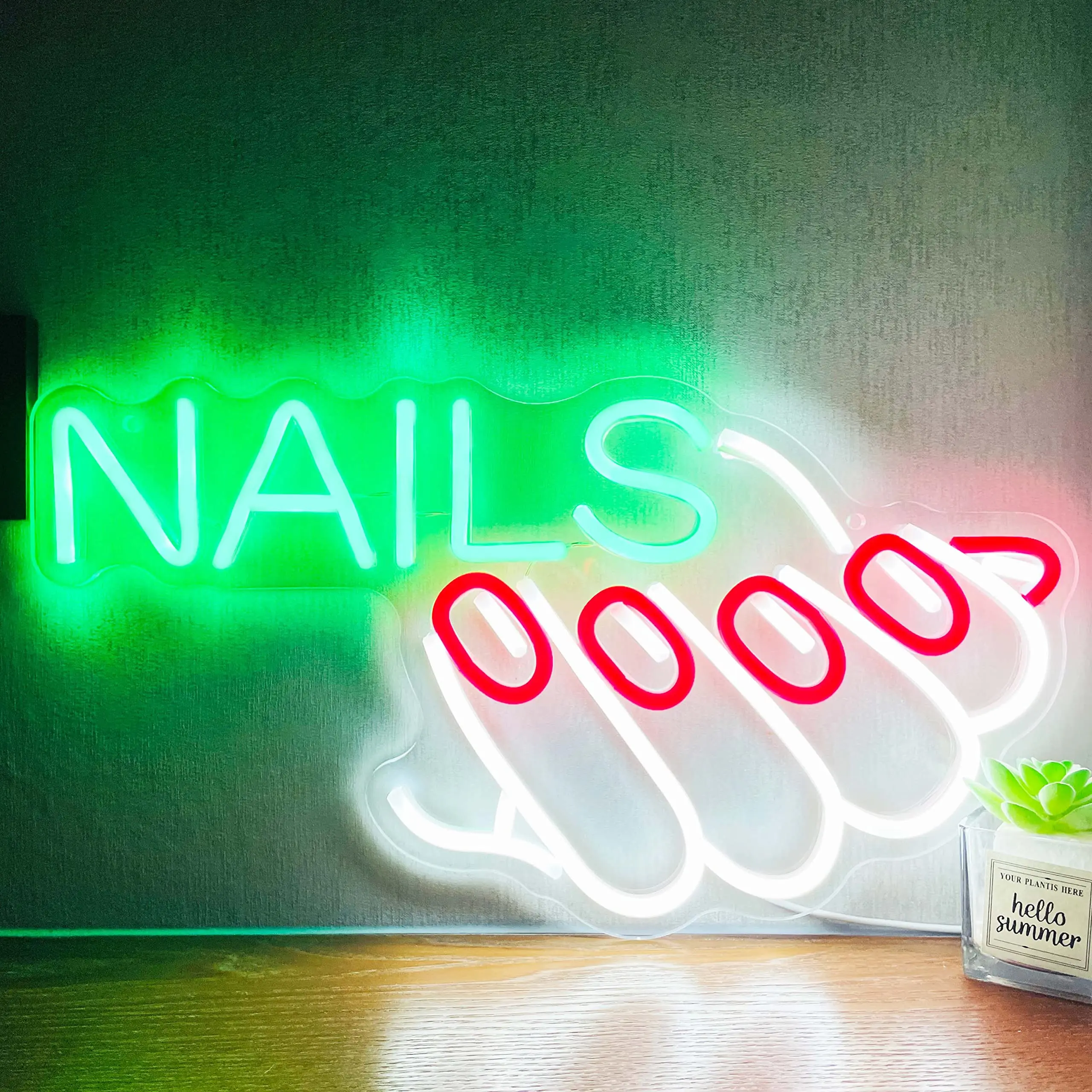 Nails Neon Sign Light Red Nails LED Neon Light for Nail Room Decor Business Sign for Spa Beauty Salon Girls Gift