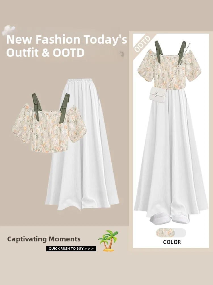 ort Top da donna e gonna a vita alta Set estivo dimagrante Design in fibra di poliestere rotondo Ne ort Sve Abito a due pezzi