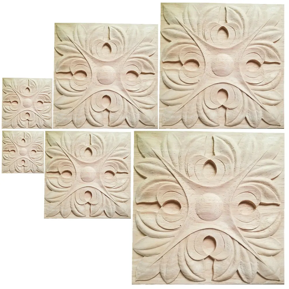 6-20cm Vintage Unpainted Wood Carved Corner Onlay Applique Frame for Home Furniture Wall Cabinet Door Decor Crafts