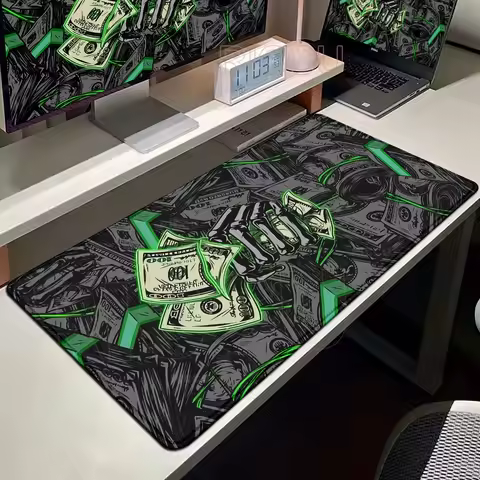 Money Coin Mouse Pad Large Cool Dollar Mousepad Non-slip Black Office 400x900 Game Desk Mat Gaming Accessories Extended Mat Rug