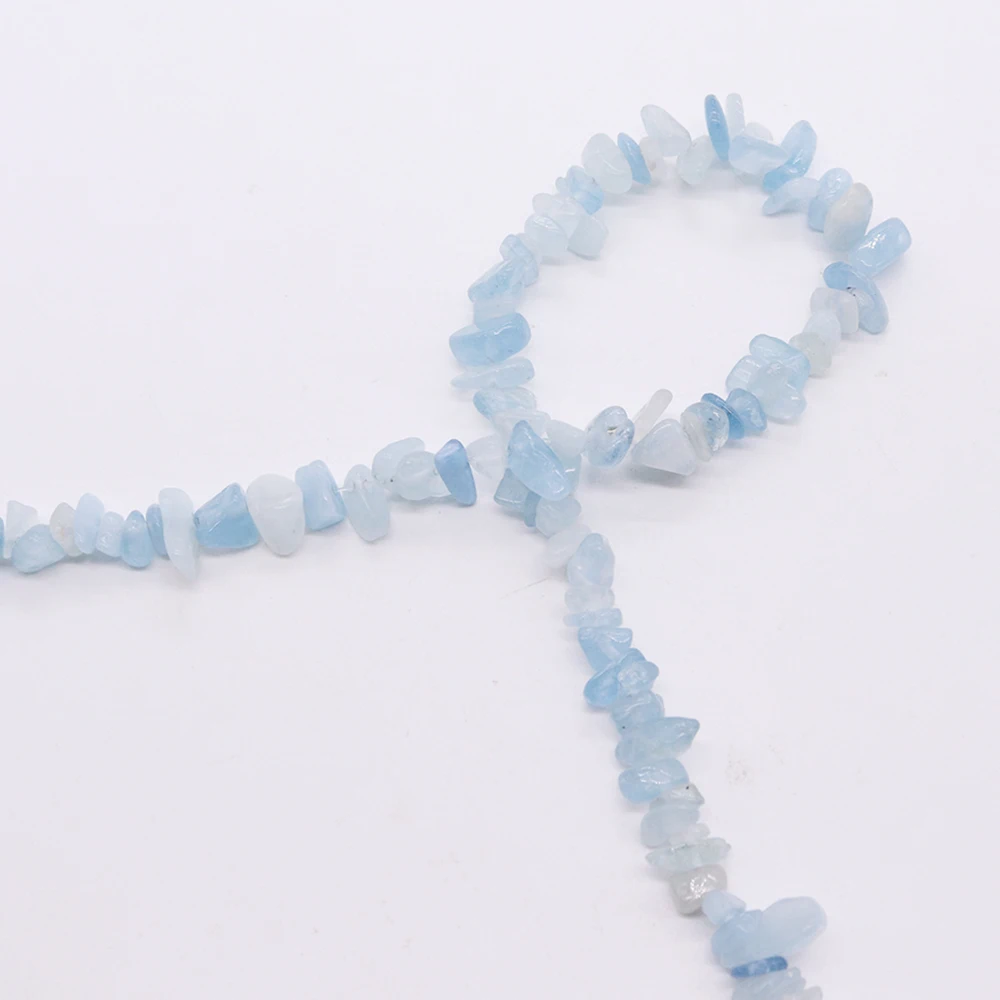 6-10mm Natural Irregular Free-form Blue Aquamarine Gemstone Spaced Beads for Jewelry Making Bracelet Wearing Gift Accessories