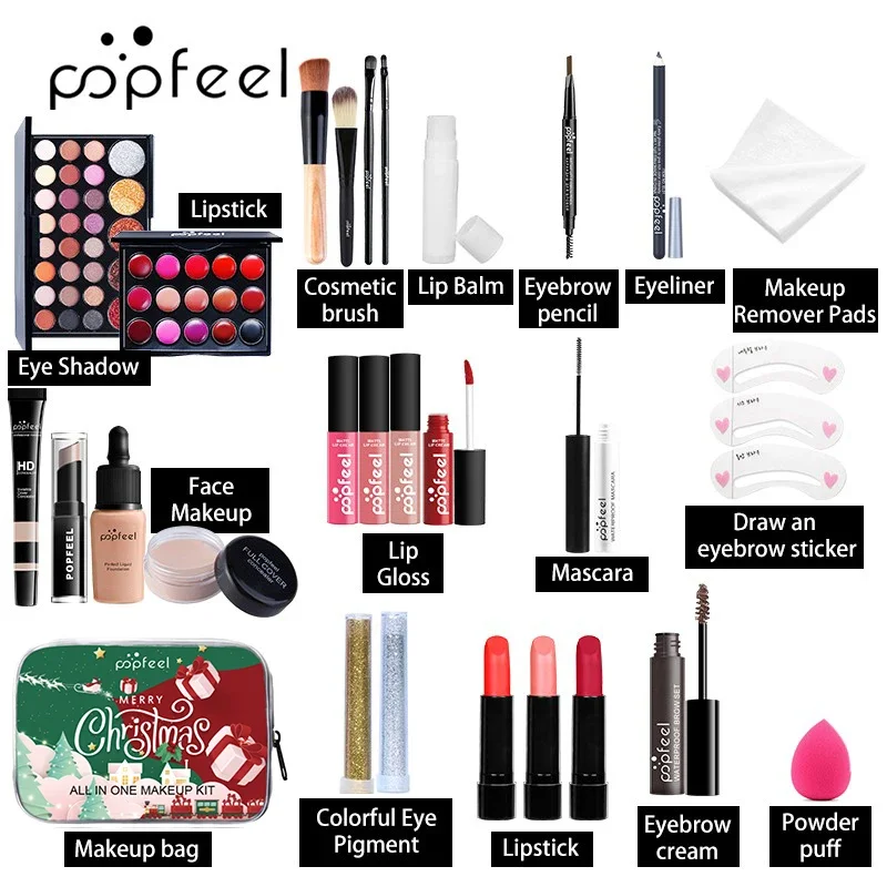 Kerst cosmetische sets Make-up cadeauset Make-upbundel Inclusief Foundation Oogschaduwpalet Lipstick Eyeliner Mascara voor dames