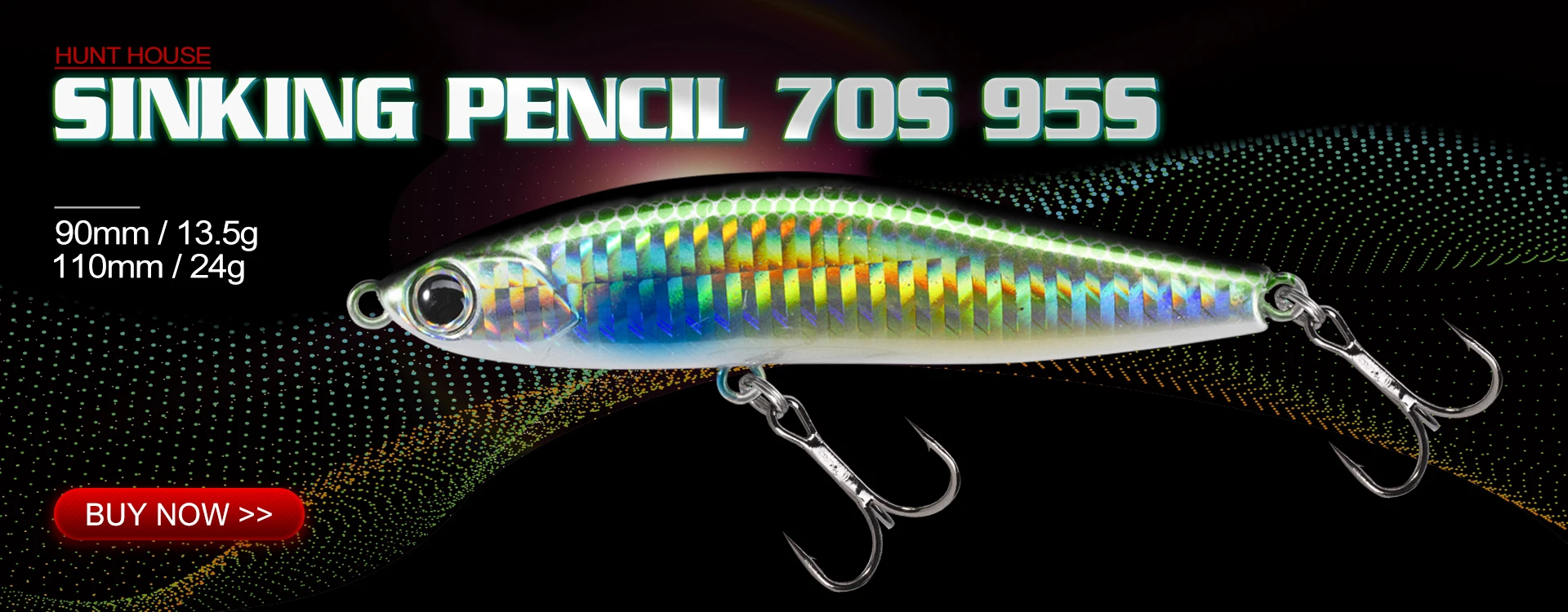 Hunthouse Schwimmender Topwater-Bleistift-Angelköder, 60 mm, 90 mm, 100 mm Oberfläche, harter Köder, WTD, Salzwasser, für Hecht, Bass, Forelle, Fischgerät – Detail 3