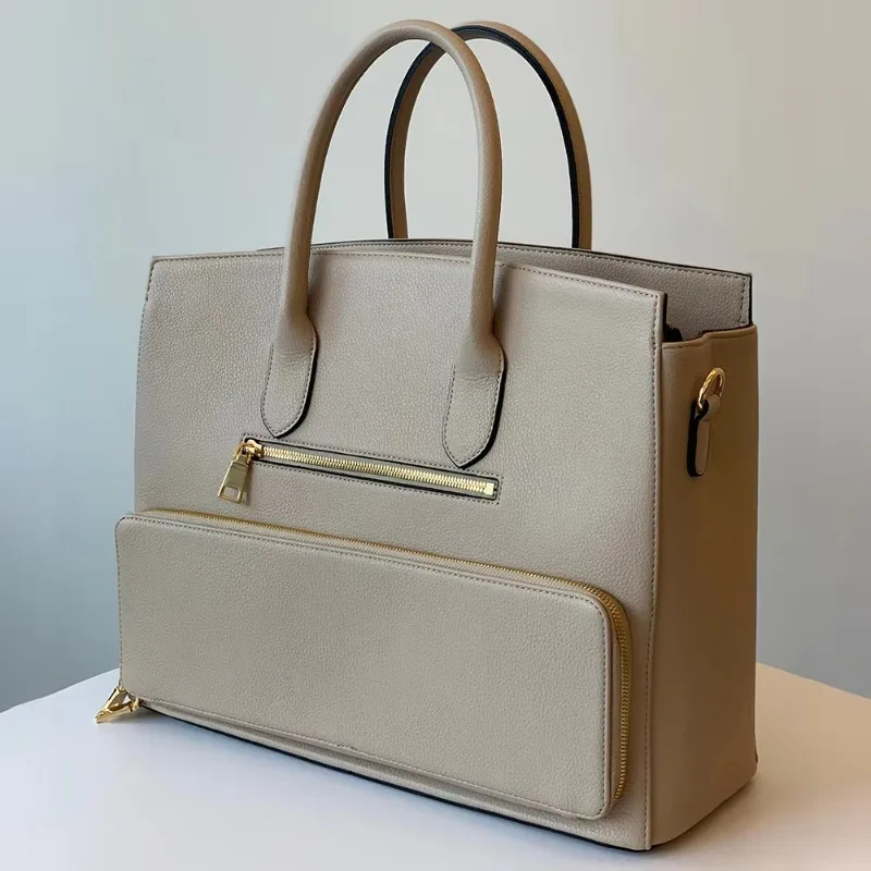 Leather ladies lunch bag thermal handbag office handbag, environmentally friendly waterproof shoulder bag casual fashion