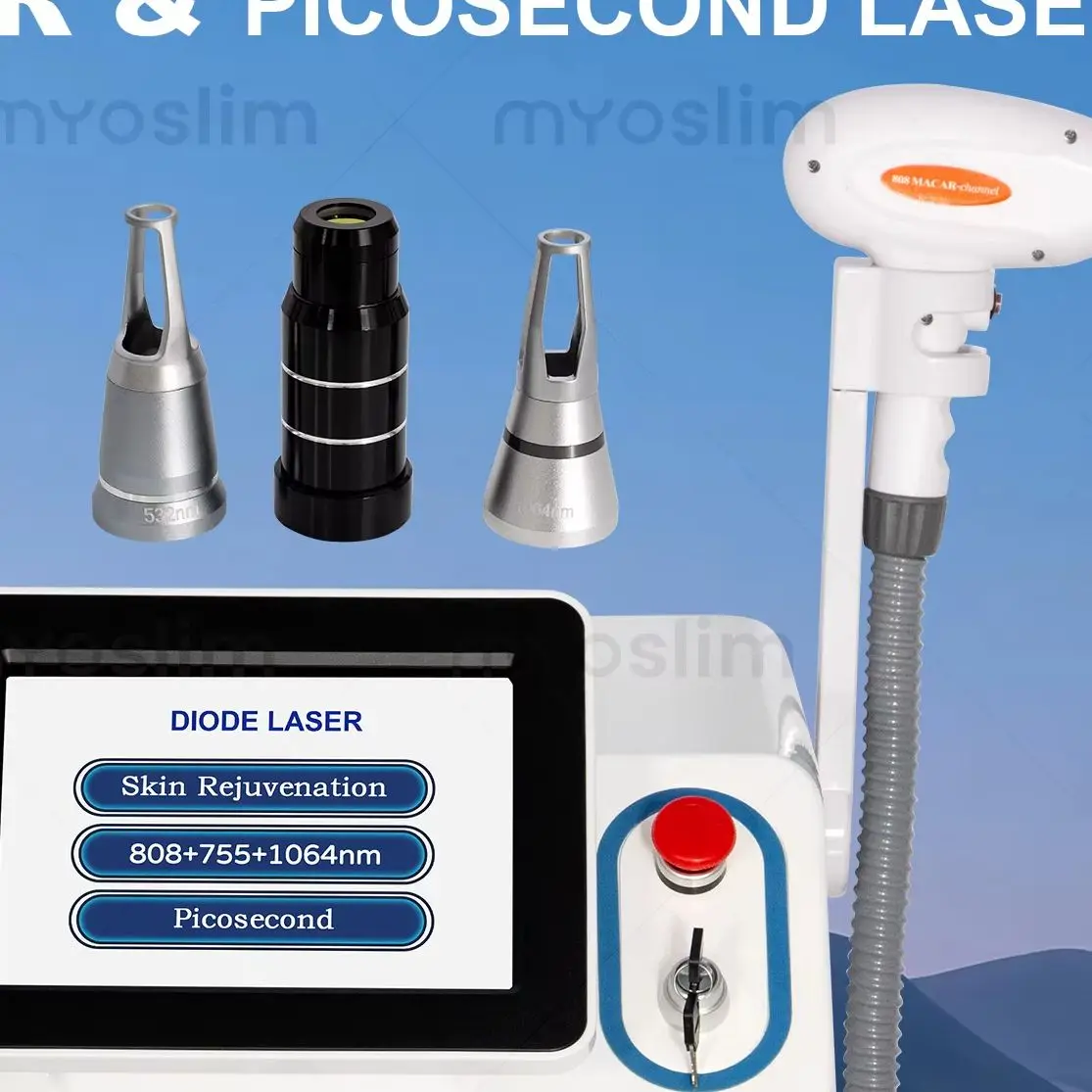 Diode Lase Hair Removal 2 IN 1 Professional  Machine Picosecond Lase ND YAG Tattoo Pigment Removal Device 3 Waves 755 808 1064NM