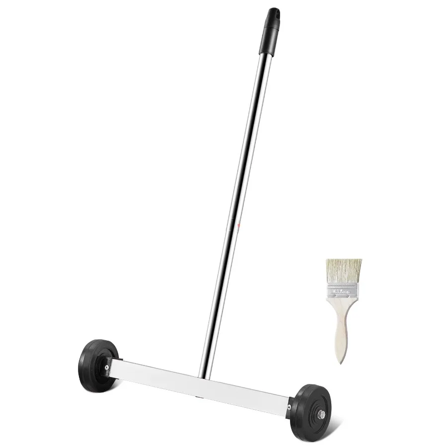 Magnetic Sweeper with Wheels 15inch Mini Magnetic Sweeper 8 lbs Capacity Adjustable Handle Lightweight Magnetic Pickup Sweeper