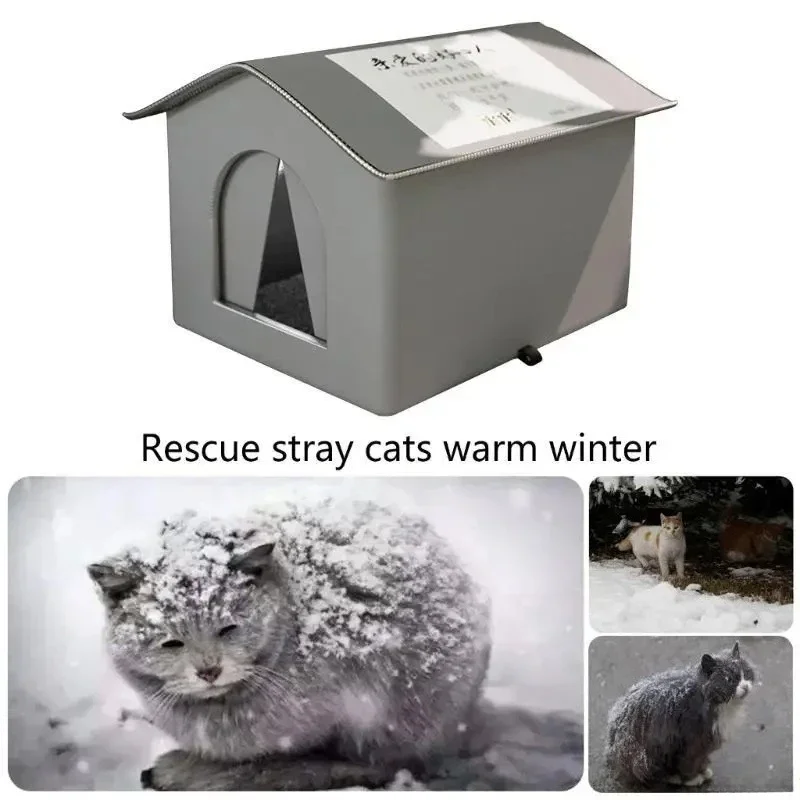 Four Seasons Cat House Outdoor Waterproof Pet Shelter for Cold Weather Stray Cats Dogs Thermal Insulated Windproof Design view 4